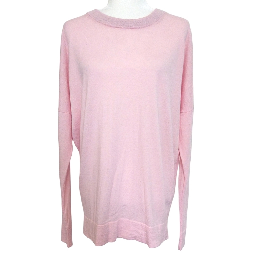 J. Crew 100% Merino Wool Baby Pink Oversized Lightweight Drop Shoulder Sweater